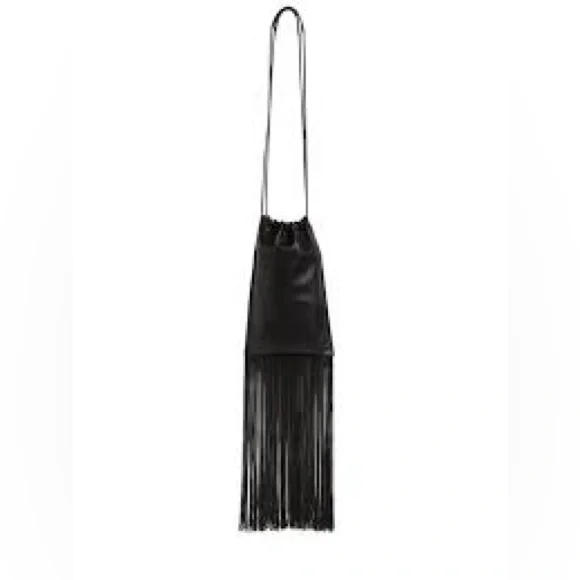 Jil Sander Designer Black Leather Tassle Fringe Unique Smooth Bag Handbag Should - Picture 4 of 16